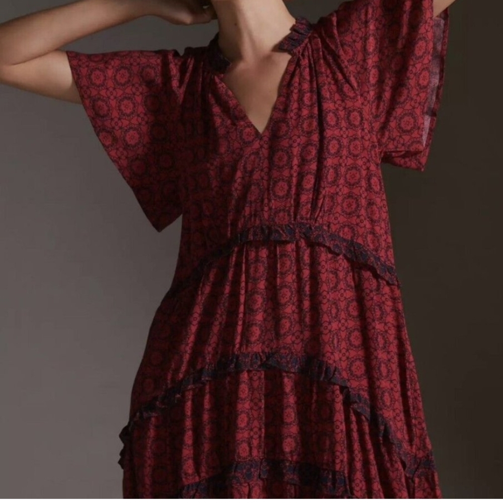 Anthropologie Red and Black Mini Dress